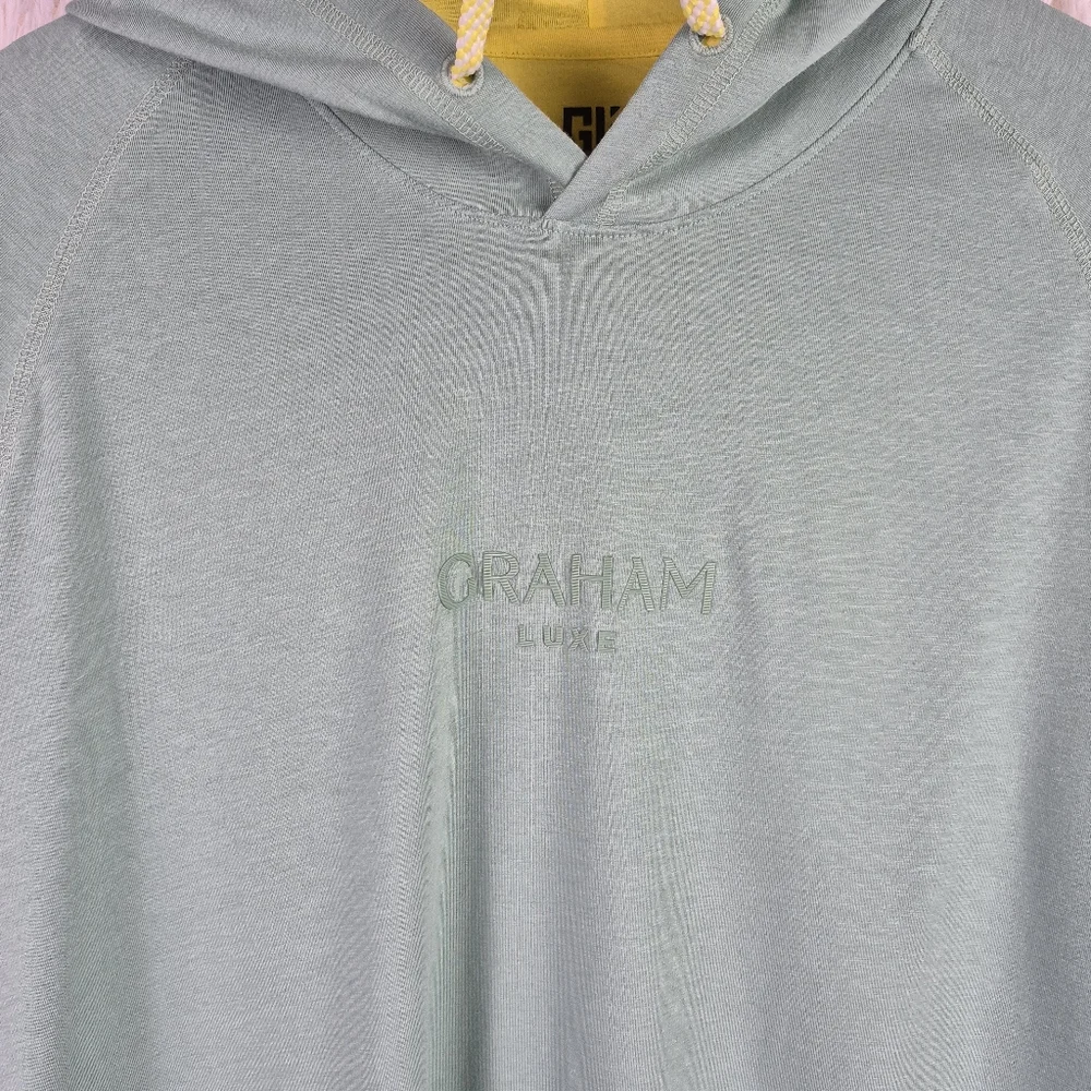 Graham Luxe Turf Green Long Sleeve Hawk Hoodie Mens L Athleisure Golf‎ Spell Out